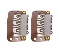 Generic 100pcs Firmly Clamping 6 Teeth Wig Clips 3.2cm U Shape Hair Extension Snap Clips for Wigs Hair Weaving, Dark Brown