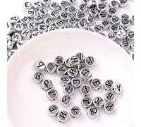 Generic 100pcs Russian Letters Beads for DIY Jewelry Crafting Lightweight Acrylic 4x7mm Unique Accessories (Silver)