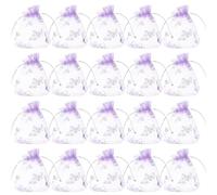 Generic 100pcs Silver Organza Drawstring Bags with Lightweight Comfortable Texture, Small Mesh Pouches for Cables and Chargers, for Wedding and Special Occasions, 10x12cm