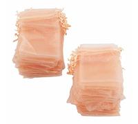 Generic 100PCS Transparent Organza Bags for Jewelry and Gift Packaging, Elegant Drawstring Bags for Weddings and Parties, 10x15cm Mesh Fabric (Rose Gold)