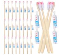 Generic 100pcs Travel Toothbrush Disposable Toothbrushes with Small Toothpaste Plastic Individually Wrapped Manual Use for Business Trips and Hotel Stays Style