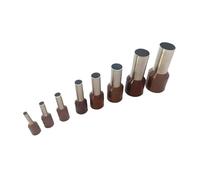 Generic 100PCS Wire1.5mm²~50mm²Use Insulated Ferrules Cable Lug Gauge#16~#1 Wire Connector Crimp Terminal End Block E1508 E2508 E4009(Brown,E2508 2.5mm Brass)