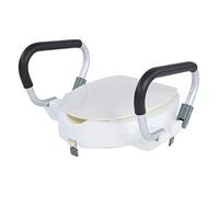 Generic 10cm Elevated Raised Toilet Seat with Lid and Padded Arms for Elderly, Pregnant Women, Disability Aid, White, 40x43.5x10cm