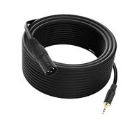 Generic 10M XLR to 3.5mm Mini Jack Cable for Recording Studio, Black, Male-to-Male, 6-Pin, Indoor Use