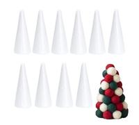 Generic 10Pcs 18. 5CM Polystyrene Cone White DIY Cone Foam Blank Cone Shapes for Modeling Craft DIY, Christmas, Home Decorations