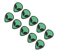 Generic 10Pcs Alien Head Embroidered Patches in Green, Decorative Fabric Stickers for Clothing, Easy to Iron or Sew on, Ideal for All Ages, Size 5x4.2cm