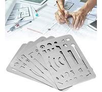 Generic 10Pcs Erasing Multipurpose Engineering Drawing Template Ruler with Various Shape Slots, Ideal for Design Drafting and Line Correction (Silver)