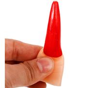 Generic 10Pcs Halloween Witch Finger Covers Realistic Fake Nails Cosplay Prop for Parties Masquerade Comfortable Fit Decorative Red Tip Horror Accessory
