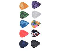 Generic 10Pcs Heart of Love Shape Guitar Picks in Tin Storage Box, Colorful Retro Cosmic Star Sky Pattern Guitar Picks for Acoustic Electric Bass Banjo Ukulele, Suitable for Beginners (black box)