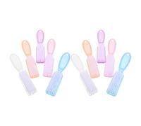 Generic 10Pcs Nail Dust Brush Set with Handle Grip, Portable Fingernail and Toenail Cleaning Brushes in Pink, Orange, Purple, Blue - Manicure Detail Scrubbers for Home, Salon, and Travel