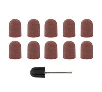 Generic 10pcs Nail Sanding Caps with Mandrel 180 Grit Callus Remover and Polishing Burr Caps Nail Drill Bit Replacement for Manicure Pedicure Tools
