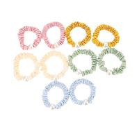 Generic 10pcs Pearl Small Intestine Hair Ties Bun Outdoor Sporting Hair Rings Ropes Pearl Ponytail Holder Accessories Tug Pulling Elastics Hair Ribbon Wrist Tie Polyester Fabric