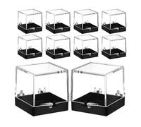 Generic 10pcs Perspex Display Box Plastic Case for Mineral Specimens and Small Accessories, Portable Size Square Crystal Display Box for Home Decor and Rock Collection
