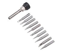 Generic 10pcs Solder Iron Tips Set 6.5cm Length Machined for Precision Soldering with Retaining Sleeve