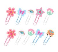 Generic 10pcs Vintage Hippy Paperclip Bookmarks Metal and Silicone Small Document Clips for School and Office, Decorative and Convenient Shaped Paper Clips