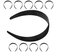 Generic 10pcs Wide Black Plastic Headbands Thick Hairbands for Women DIY Plain Solid Hair Accessories Suitable for Daily Wear and Hair Styling