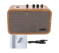 Generic 10W Electric Guitar Amp Portable Wooden Speaker with Reverb Overdrive for Daily Practice Street Performances