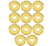 Generic 11 Pcs Gold Metal Discs 1.1 in for Happy Planner, Heart-Shaped Mushroom Buckles for Loose Leaf DIY Albums, Journals, Notebooks