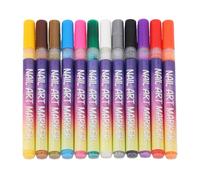Generic 12 Colors Nail Art Pens, Ultra Fine Tip Nail Brush Set for Smooth Accurate Coloring, with Slender Nib for Detailed Patterns, DIY Home Salon Manicure Tools