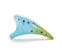 Generic 12 Holes Ceramic Ocarina Easy to Learn Beautiful Sound for Music Lover and Learner Dolomite Hand Painted Ceramic/Alto C Package Include/Musical Score Protective Bag (Blue & Green)