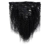 Generic 12 in African Curly Clip Ins for Black Women, Natural Black, Clip-in Hair Extensions Real Human Hair, 8 Pieces Set for Long-Lasting Use and Versatile Styling