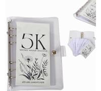 Generic 12-Month Money Saving Book, 5000 Envelopes, PVC Loose-leaf, 6-hole Iron Clip, Letter/A4 Size, Black