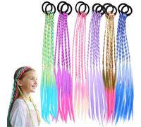 Generic 12 Pieces Rainbow Hair Extensions, Coloured Extensions for Braiding for Birthday Parties, Cosplay Shows, Performance, Halloween Christmas Accessories (12 pcs)