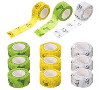 Generic 12 Rolls Adhesive Finger Wrap Tape for Sports Injury and Wound Care, Non-Woven Fabric Self-Adherent Sports Wrap, High Efficiency Protection for Athletes and Camping First Aid