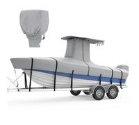 Generic 1200D T-Roof Boat Cover, 100% Waterproof Tear Resistant Polyester with Engine Cover for Center Console and T-Roof Boat, Long Beam Width 1200mm