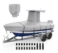 Generic 1200D T-Shaped Reinforced Boat Cover with Engine Cover, Heavy Duty Waterproof and Tear Resistant Boat Cover for T-Shaped Roof Center Console, Width 120cm