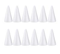 Generic 12Pcs 15CM Polystyrene Cone White DIY Cone Foam Blank Cone Shapes for Modeling Craft DIY, Christmas, Home Decorations