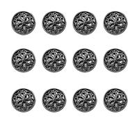 Generic 12Pcs Black Metal Round 18mm Vintage Buttons for DIY Craft Sewing Coats Jacket Blazer Uniform Shirt