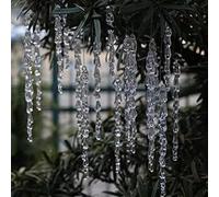 Generic 12Pcs Clear Acrylic Icicle Xmas Tree Hanging Ornaments, Indoor & Outdoor, LED, White, Not Water Resistant, Christmas Tree Ornament