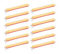 Generic 12pcs Hair Curlers Perm Rods Set Dual-Color Red and Yellow Plastic Curling Rods for Cold Perms Universal Hair Rollers for Styling at Home or Salon