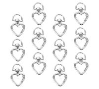 Generic 12pcs Heart Shaped Keychain Clip Zinc Alloy Material and Easy to Use Spring Buckle for DIY Crafts and Decorative Items, Stylish Silver Carabiner Key Ring Buckle