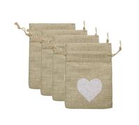 Generic 12pcs Linen Drawstring Candy Bags Set 10x14cm Heart Shape Fabric Sweet Bags Portable Lightweight Pouches for Wedding Celebration and Daily Life