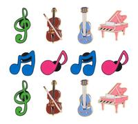 Generic 12pcs Music Brooch Pin Cute Musical Note Instrument Brooches for Travel Backpacks Hat Jackets Including Piano Guitar Violin Notes Enamel Pin Badge Jewelry