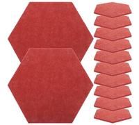 Generic 12pcs Red Felt Tiles Hexagonal Soundproofing Felt Mat for Office Bulletin Display Secure the Pushpins and Protect the Wall Tiles for Wall Notice and Pin