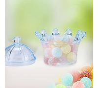 Generic 12Pcs Transparent Crown Candy Boxes Durable Plastic Chocolate Gift Bags for Wedding Birthday Party Baby Shower Pink Blue White 8cm X 7cm (Blue)
