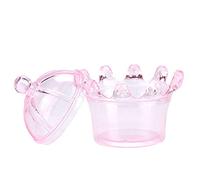 Generic 12Pcs Transparent Crown Candy Boxes Durable Plastic Chocolate Gift Bags for Wedding Birthday Party Baby Shower Pink Blue White 8cm X 7cm (Pink)