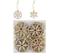Generic 12PCS Wooden Snowflake Pendants, Christmas Tree Hanging Ornaments