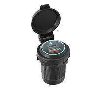 Generic 12V USB Socket Fast Charging PD Type C QC 3.0 Car Adapter for Motorcycle RV ATV, Black, 1 Pc