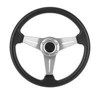Generic 14in Steering Wheel, Aluminum Alloy + PU, Silver Color, Universal Fit