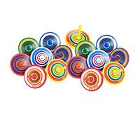 Generic 15 Wooden Tops for Children, Wooden Educational Toy, Painted, for Group Activities at Home, Multicolor