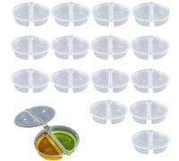 Generic 15Pcs Double Compartment Condiment Container Sets, 2/3 Compartment Reusable Condiment Salad Containers, Transparent, Basic Style