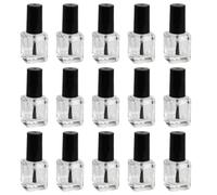 Generic 15Pcs Mini Glass Nail Polish Bottles with Brush Black Cap Chic Nail Container for Women, Empty Refillable Polish Bottle Organiser DIY Apply Labels