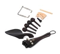 Generic 15pcs Violin Ebony Parts Set Including Tailpiece, Chinrest, Endpin, Tail Gut, and 4 Pegs, Black Wood Material with Beautiful Appearance and Strong String Tension Resistance for DIY
