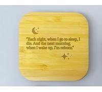 Generic 15W Fast Wireless Charger - Bamboo Wood with Inspirational Quote - LED Integrated USB-C Wireless Charger for iPhone, Samsung, Huawei & Qi-Enabled Devices