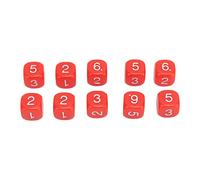 Generic 16mm Number Dice Durable Set for Numeral Teaching, 20PCS Plastic Polyhedral Dice for Board Games and Classroom Teaching (Red)