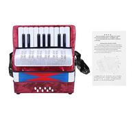 Generic 17 Keys 8 Bass Piano Accordion with Celluloid Decor, Concertina Musical Instrument Mellow Tone Output Lightweight with Adjustable Strap Included Learning Guide for Practice (Red)